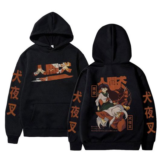 Japanese Anime Inuyaasha Higurashi Kagome Graphic Print Hoodie Men Women Manga Vintage Sweatshirt Mens Hip Hop Oversized Hoodies