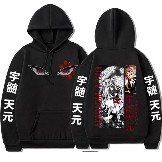 Discover Anime demon Uzui Tengen Eyes Graphic Printed Hooded Men Women Hoodies Oversized Sweatshirts Harajuku Unisex Streetwear
