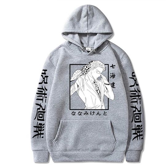 Discover Anime Jujutsu Satoru Hoodies Overside Sweatshirts Men/women Kento Nanami Graphic Autumn Winter Fleece Sweatshirts Men's Clothing