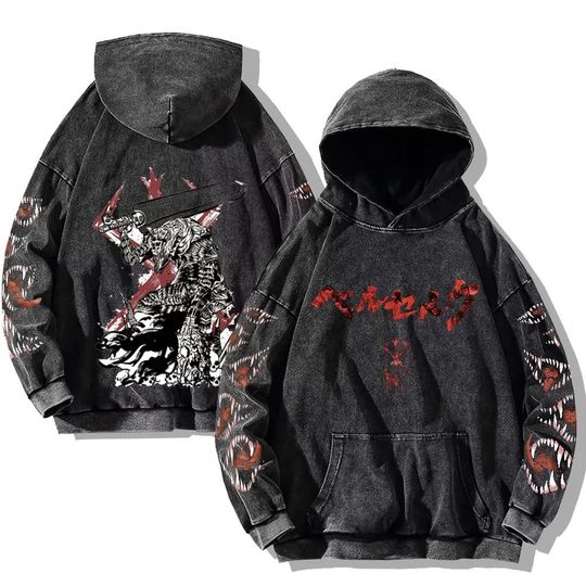 Berserkk Anime Clothing Guts Cool Graphic Print Hooded Men Women Oversized Hoodies Cooton Casual Sweatshirt Harajuku Streetwear