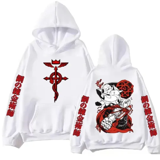 Discover Anime sci-fi adventure Fullmetal Alchemist print autumn and winter fashion personality men's outdoor leisure loose street hoodie