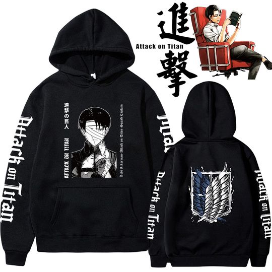 AO Titan Anime Hoodie 2023 Hot Sale Pullovers Sweatshirts Levi Ackerman Graphic Printed Tops Casual Hip Hop Streetwear