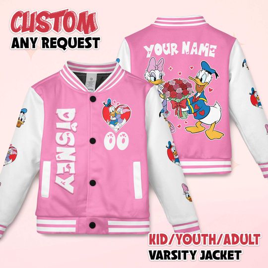 Personalized Disney Donald and Daisy Duck Valentine Jacket, Disney Duck Couple Valentine Jacket, Birthday Gift