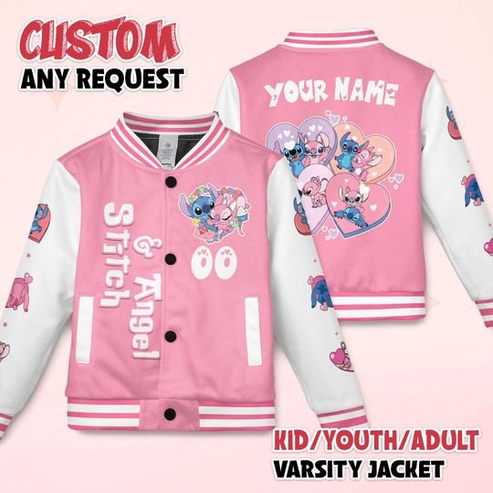 Discover Personalized Stitch & Angel Valentine Jacket, Disney Lilo and Stitch Cartoon Valentine Jacket,  Valentine Gift