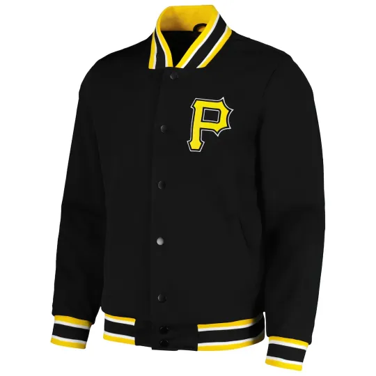 Discover Pittsburgh Black Baseball Varsity Jacket Men  (Not Satin, Not Wool, Not Leather)