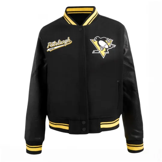 Discover Pittsburgh Black Body Black Varsity Jacket Men  (Not Satin, Not Wool, Not Leather)