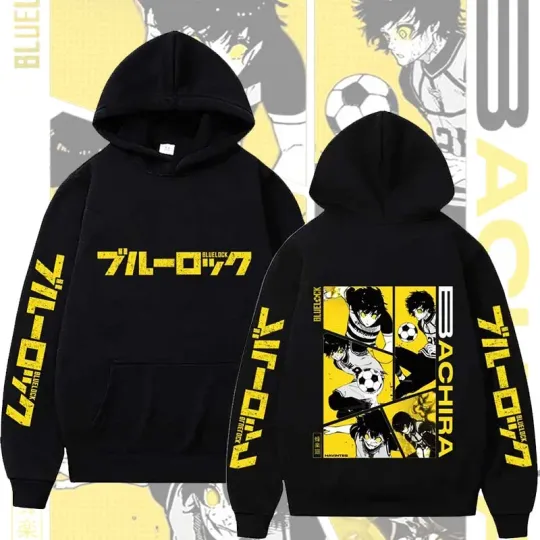 Discover Men Blue Lock Bachira Hoodie Autumn Winter Fashion Harajuku Casual Punk Long Sleeve Pullover Men Fleece O-Neck Sweatshirts