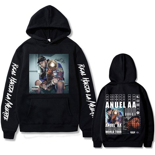 Discover Rapper Anuel AA Las Leyendas Nunca Mueren World Tour Hoodie Men Women Fashion Hip Hop Sweatshirt Men's Casual Oversized Hoodies