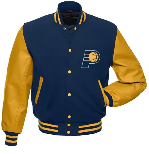 Discover Indiana Navy Blue Body Gold Varsity Jacket  (Not Satin, Not Wool, Not Leather)