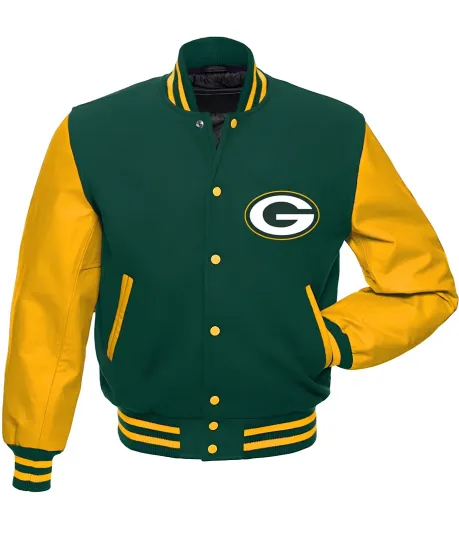 Discover Green Bay Forest Green Body Gold Jacket  (Not Satin, Not Wool, Not Leather)
