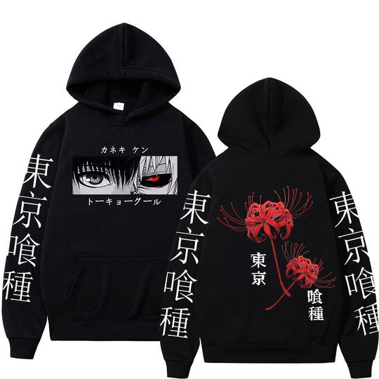Anime Toky Ghoul Spider Lily Hoodies Manga Cool Ken Kaneki Eyes Men Women Sweatshirts Fashion Harajuku Long Sleeve Pullovers