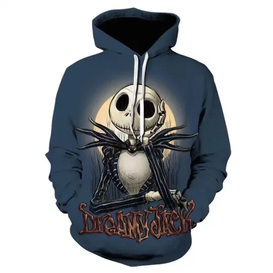 Discover Jack Skellington Men's Hoodie The Nightmare Before Christmas Pullover 3D Print Top Oversized Men's Hoodie Fall Men's Clothing