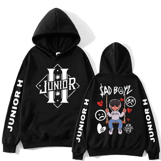 Discover Junior H Sad Boys Harajuku Hoodie Hip Hop Men Women Pullover Fans Music Gift Casual Oversized Comfortable Fleece Sweatshirt Male