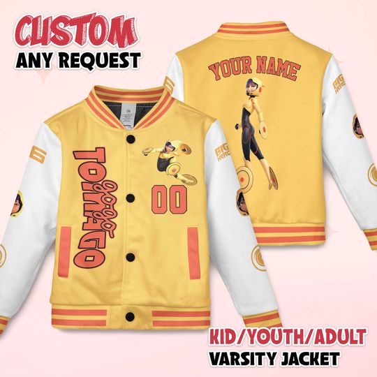Custom GoGo Tomago Varsity Jacket, Disney Big Hero 6 Baseball Jacket, Disneyland Baseball Jacket Outfit