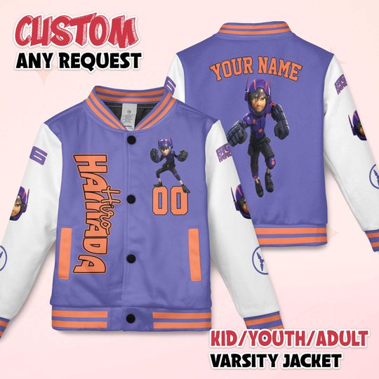 Custom Hiro Hamada Varsity Jacket, Disney Big Hero 6 Baseball Jacket, Disneyland Baseball Jacket Outfit