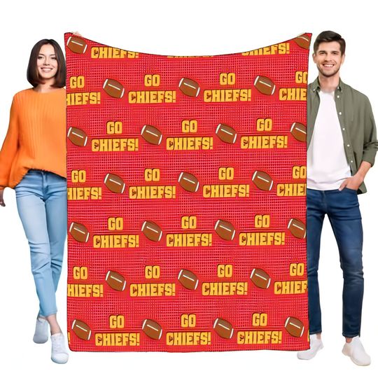 football Kansas City Chiefs Blanket Soft Cozy Throw for Bed, Sofa, Lightweight Fabric Perfect for Fans, Great Birthday or Game Day Gi