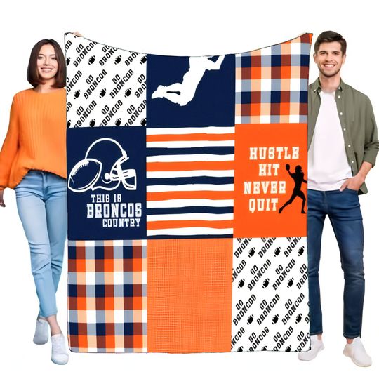 Denver Broncos Blanket Soft Fleece Throw football Football Fan Gift Cozy Bed Sofa Decor Helmet Player Plaid Design