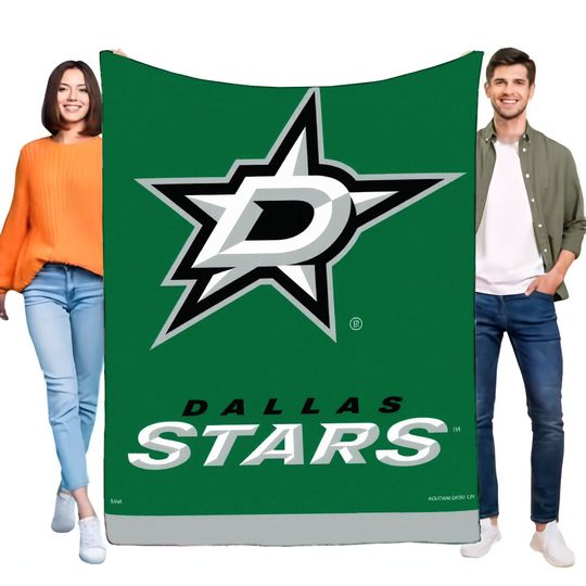 Dallas Stars Logo Blanket Soft Green Throw football Team Merchandise for Fans, Cozy Bed Sofa Cover, Perfect Gift for Sports Lovers, H