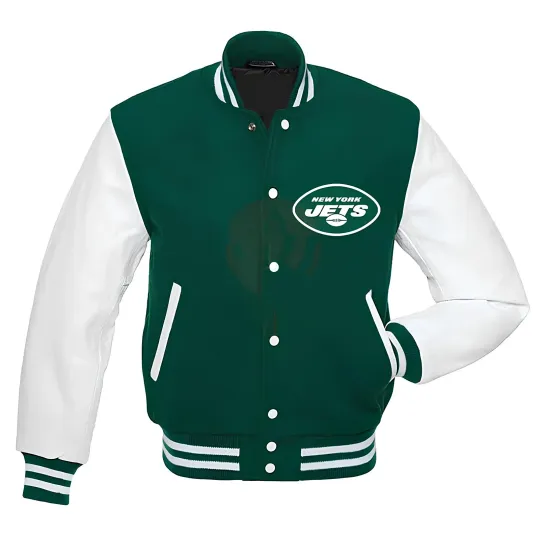 Discover York Jetss Green Body White Jacket Men  (Not Satin, Not Wool, Not Leather)
