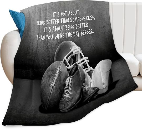 Discover Sports Football Throw Blanket - Soft Warm Cozy Fleece for Boys Men Girls Women Kids Adults - Couch Sofa Bed 50"x40"