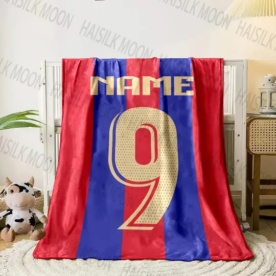 Discover (Memo U Name)1PC Custom Name Personalized Blanket Football Jersey Printed for Sofa Bed Cover Blanket Suitable for Holiday Gifts
