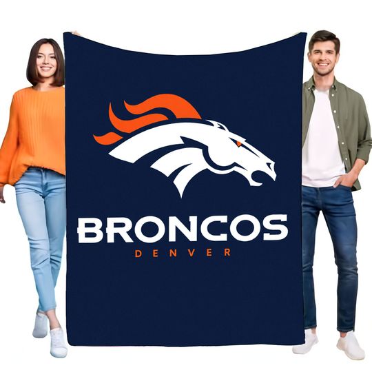 Denver Broncos Fleece Blanket Large Soft Dark Blue Bed Sofa Throw Featuring Logo Flame Mane Perfect for Fans Home Decor Gift