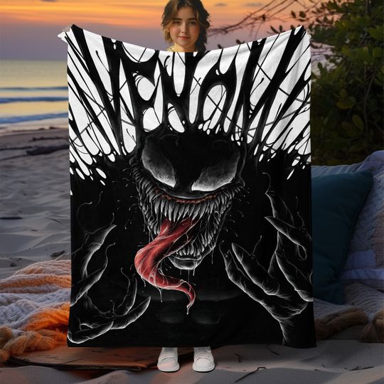Film Venom Printed Soft Warm Flannel Throw Blanket.cape,Camping,Outdoors,Bedroom,Picnic,Bed sheet,Sofa,Airplane Blankets.