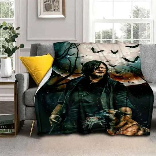 Discover Daryl Dixon Walking D Movie Flannel Blanket,Warm and Soft Blanket  For Couch Sofa Office Home Travel Camping Birthday Gift