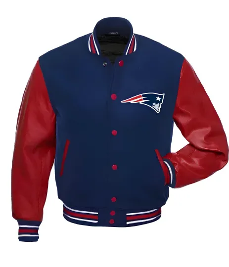New England Royal Blue Body Red Jacket Men  (Not Satin, Not Wool, Not Leather)