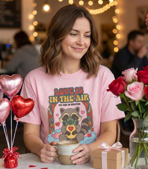 Discover Anti Valentines Day Shirt, Funny Raccoon Tshirt, Sarcastic Valentine Tee, Love is in the Air, Comfort Colors, Trash Panda Gift Unisex Shirt