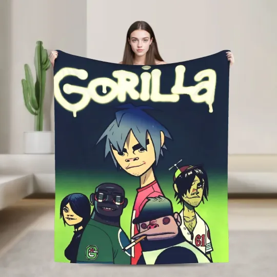 Discover British GorillazS Virtual Band Rock Hip-Hop Blanket  Warm Soft Novelty Plush Throw Blanket For Travel Office Flannel Bed Cover