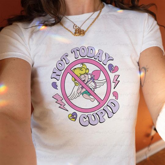 Discover Funny Not Today Cupid Baby Tee, Coquette Y2K Valentine Baby Tee, Anti Valentine's Day Self Love Top, Soft Girl Vacation Trip Tee, MYD169