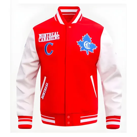 Discover Montreal Canadiens Red Body Varsity Jacket Men  (Not Satin, Not Wool, Not Leather)