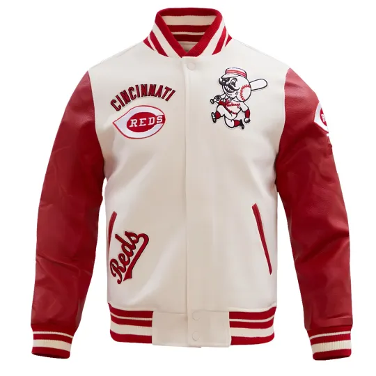 Discover Cincinnati Reds White Body Red  Jacket Men  (Not Satin, Not Wool, Not Leather)