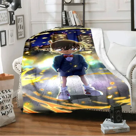 Cartoon cartoon detective Conan printed blanket, fashionable soft warm flannel blanket, bed sofa outdoor travel picnic blanket