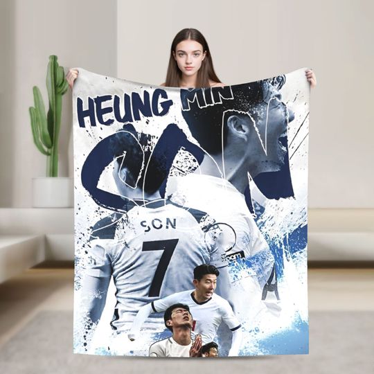 Discover Son Heung-Min Soccer Football Fleece Throw Blankets Number 7 Blankets for Home Car Soft Quilt