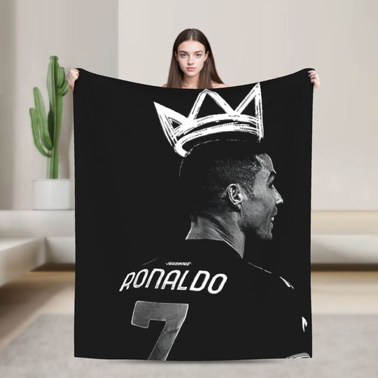 CR7 Ronaldos Footballer Knitted Blankets Flannel Football Soccer Soft Throw Blankets for Bedroom Sofa Bed Rug