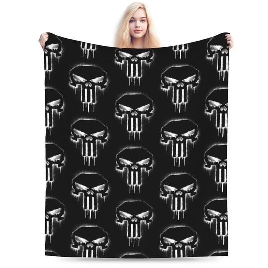 Punisher Logo Blankets Coral Fleece Plush Autumn/Winter   Multifunction Ultra-Soft Throw Blankets for Bedding Bedroom Rug Piece