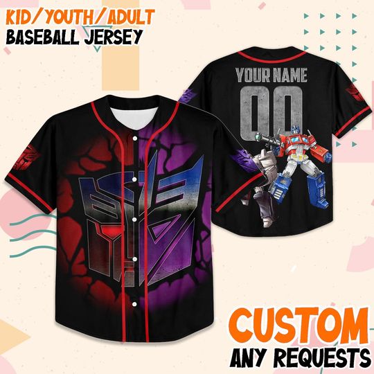 Discover Custom Transformers Baseball Jersey, Optimus Prime & Megatron, Birthday Gift