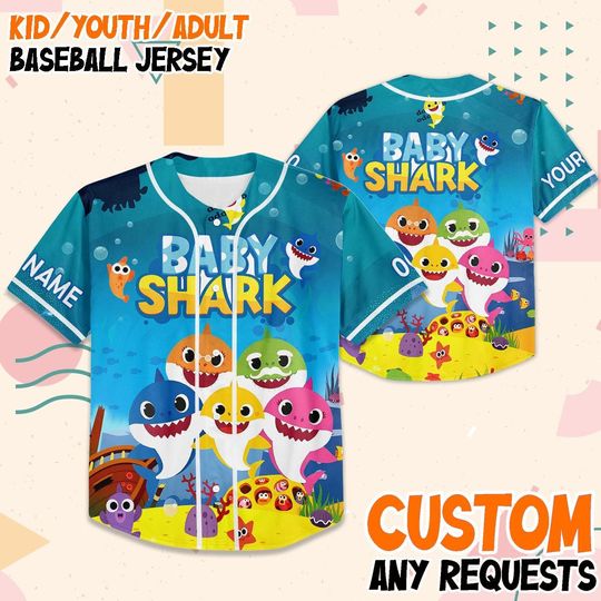 Discover Custom Baby Shark Baseball Jersey, Personalized Family Outfit