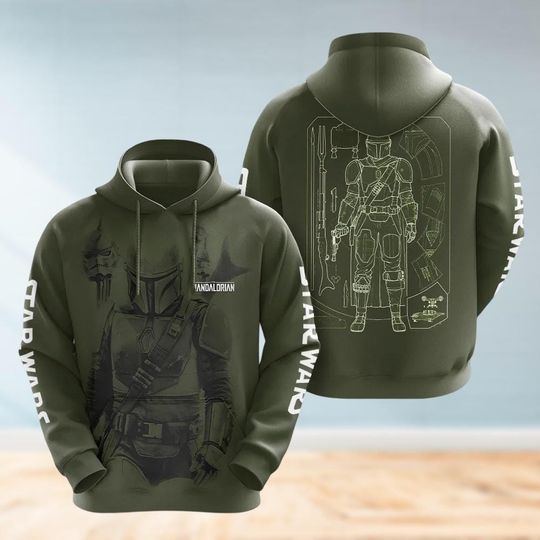 The Mandalorian And Yod.a Hoodie, Disney Star Wars Movie Hoodie, Galaxy Edge Hoodie, Star Wars Fans Gifts