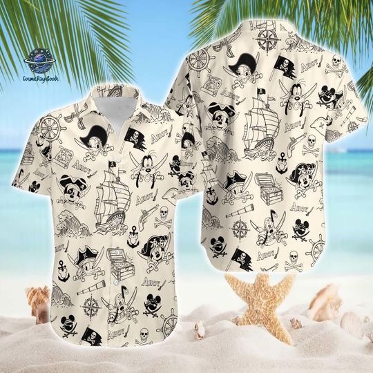 Discover Disneyland Cruise Pirates Mickey and Friends Hawaiian Shirt, Disneytrip Pirates Hawaiian, Trip Hawaiian Shirt, Disneyland Family Trip Tee