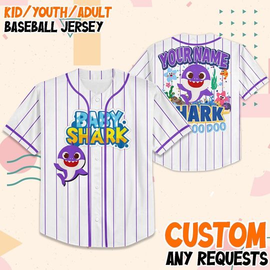 Discover Custom Baby Shark Birthday Jersey, Personalized Baseball Outfit