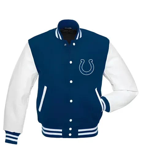 Indianapolis Royal Blue Body White Jacket Men  (Not Satin, Not Wool, Not Leather)