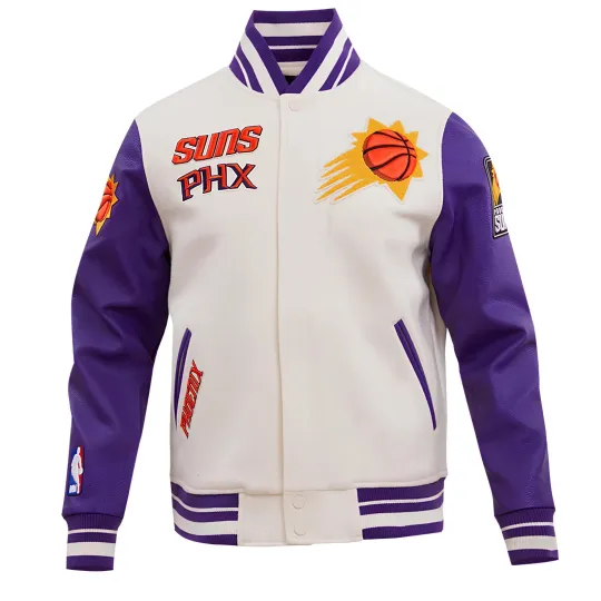 Phoenix White Body Purple  Varsity Jacket Men (Not Satin, Not Wool, Not Leather)