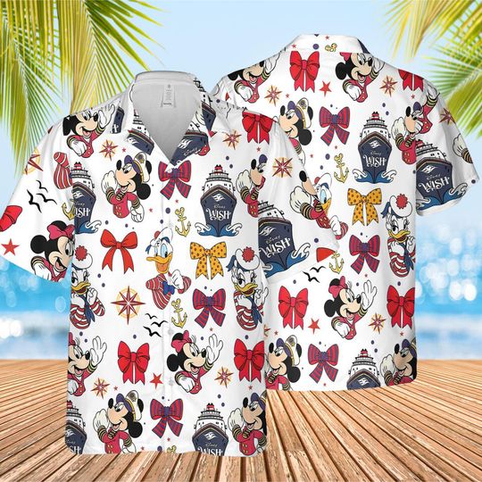 Discover Retro Disney Cruise Mickey And Friends Hawaiian Shirt, Disney Cruise Button Shirt
