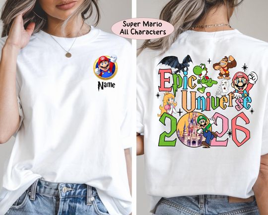 Discover Custom Epic Universe 2026 Shirt, Family Universe Orlando  Park Trip Tee, Super Mario Bundle Characters, Epic Universe 2026 Family Trip Shirt