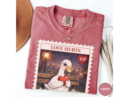 Discover Love Hurts Anti Valentine Goose, Silly Goose Single Valentine Shirt, Forever Alone Silly Goose Valentines