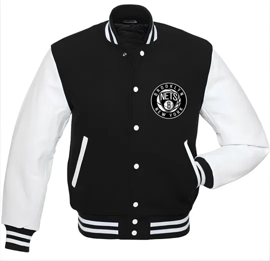 Discover Brooklyn lack Body White Varsity Jacket Men (Not Satin, Not Wool, Not Leather)