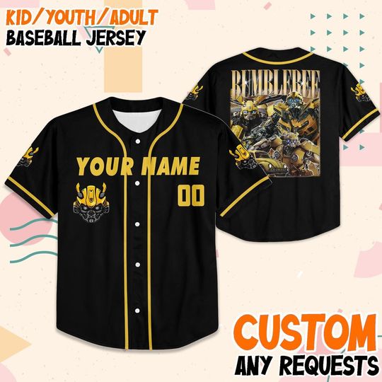 Discover Custom Transformers Bumblebee Baseball Jersey, Personalized Gift